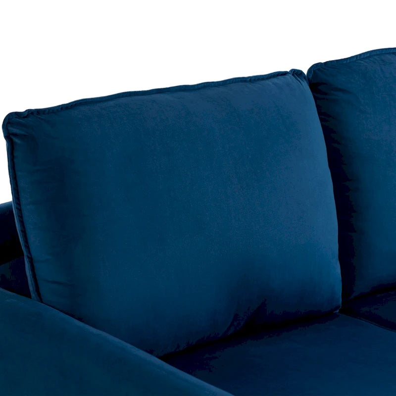 Causeuse moderne en velours blanc / bleu / roux / gris / cyan grisâtre / jaune avec pieds en bois - Pour 2 personnes