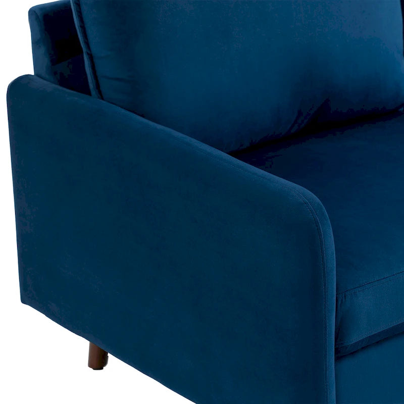 Causeuse moderne en velours blanc / bleu / roux / gris / cyan grisâtre / jaune avec pieds en bois - Pour 2 personnes