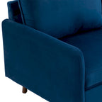 Causeuse moderne en velours blanc / bleu / roux / gris / cyan grisâtre / jaune avec pieds en bois - Pour 2 personnes