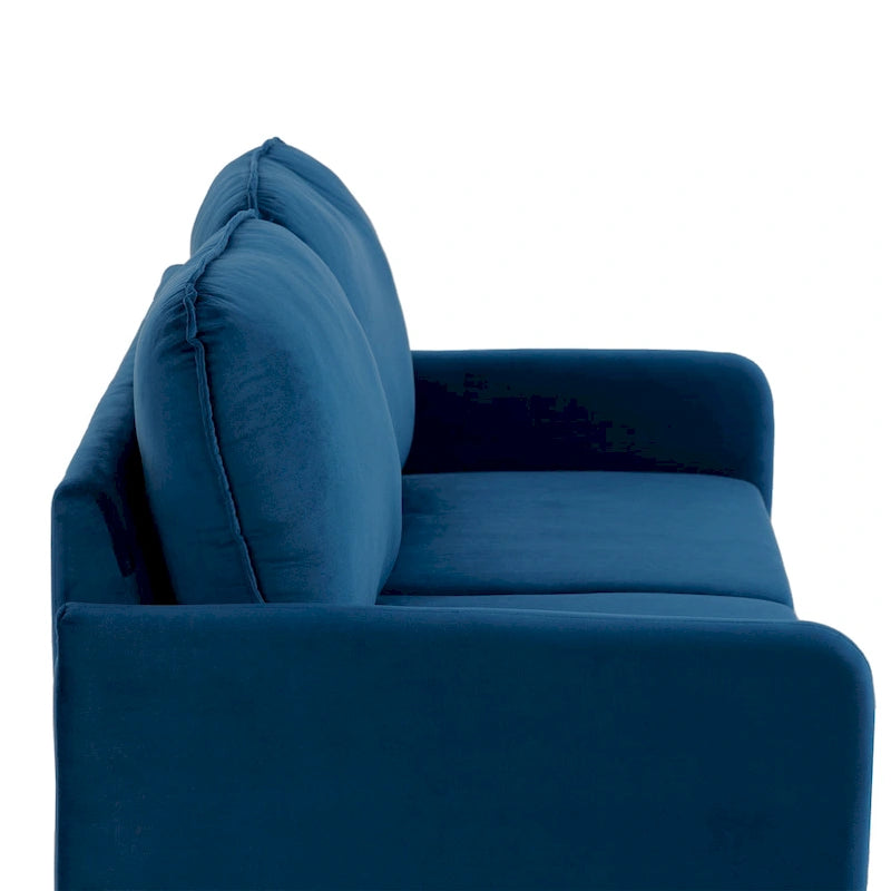Causeuse moderne en velours blanc / bleu / roux / gris / cyan grisâtre / jaune avec pieds en bois - Pour 2 personnes