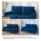 Causeuse moderne en velours blanc / bleu / roux / gris / cyan grisâtre / jaune avec pieds en bois - Pour 2 personnes