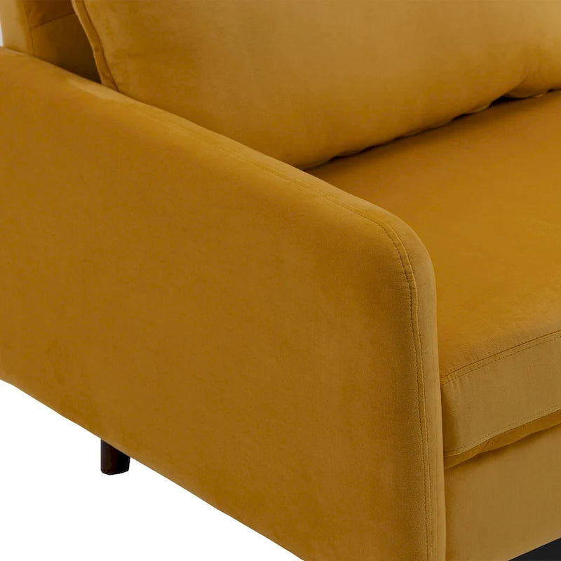 Causeuse moderne en velours blanc / bleu / roux / gris / cyan grisâtre / jaune avec pieds en bois - Pour 2 personnes