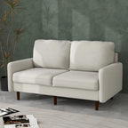 Causeuse moderne en velours blanc / bleu / roux / gris / cyan grisâtre / jaune avec pieds en bois - Pour 2 personnes