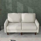Causeuse moderne en velours blanc / bleu / roux / gris / cyan grisâtre / jaune avec pieds en bois - Pour 2 personnes