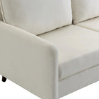 Causeuse moderne en velours blanc / bleu / roux / gris / cyan grisâtre / jaune avec pieds en bois - Pour 2 personnes