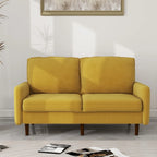 Causeuse moderne en velours blanc / bleu / roux / gris / cyan grisâtre / jaune avec pieds en bois - Pour 2 personnes