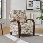 Fauteuil inclinable manuel en polyester à motifs floraux rouge/bleu/gris avec accoudoirs incurvés - Usage unique