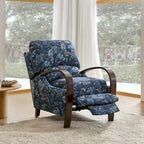Fauteuil inclinable manuel en polyester à motifs floraux rouge/bleu/gris avec accoudoirs incurvés - Usage unique