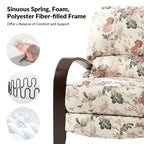 Fauteuil inclinable manuel en polyester à motifs floraux rouge/bleu/gris avec accoudoirs incurvés - Usage unique