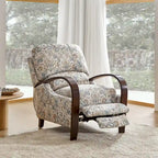 Fauteuil inclinable manuel en polyester à motifs floraux rouge/bleu/gris avec accoudoirs incurvés - Usage unique