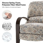 Fauteuil inclinable manuel en polyester à motifs floraux rouge/bleu/gris avec accoudoirs incurvés - Usage unique