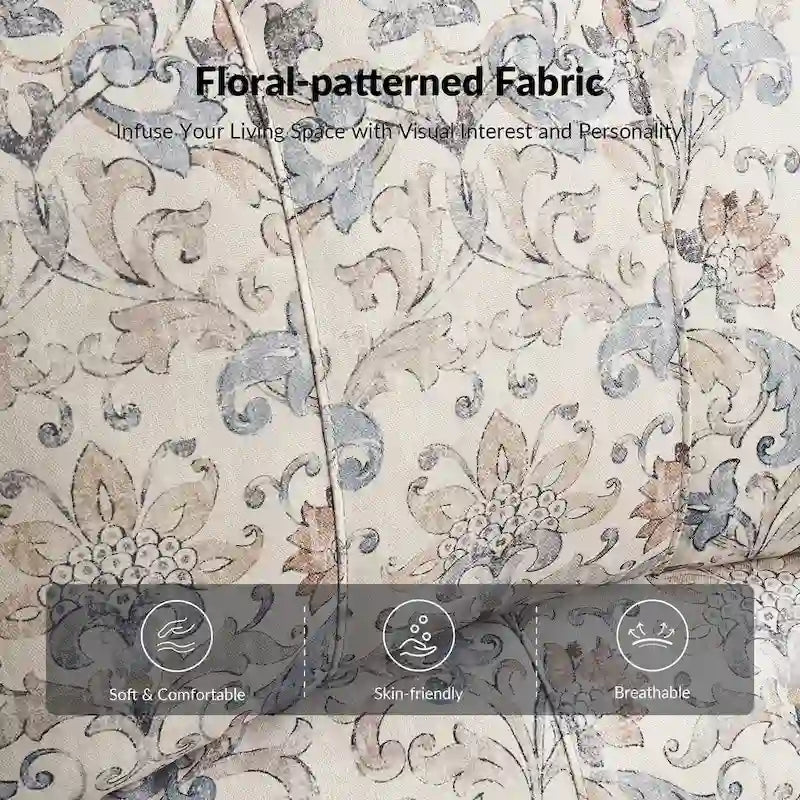 Fauteuil inclinable manuel en polyester à motifs floraux rouge/bleu/gris avec accoudoirs incurvés - Usage unique