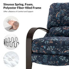 Fauteuil inclinable manuel en polyester à motifs floraux rouge/bleu/gris avec accoudoirs incurvés - Usage unique