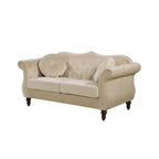 Causeuse capitonnée Chesterfield en velours vert / gris / bleu / ivoire / rose / noir avec clous décoratifs - Pour 2 personnes