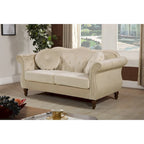 Causeuse capitonnée Chesterfield en velours vert / gris / bleu / ivoire / rose / noir avec clous décoratifs - Pour 2 personnes