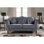 Causeuse capitonnée Chesterfield en velours vert / gris / bleu / ivoire / rose / noir avec clous décoratifs - Pour 2 personnes