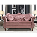 Causeuse capitonnée Chesterfield en velours vert / gris / bleu / ivoire / rose / noir avec clous décoratifs - Pour 2 personnes