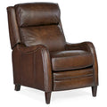 Fauteuil inclinable manuel à dossier inclinable en noyer/cuir marron avec finition en bois foncé - Usage unique