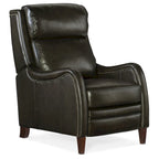 Fauteuil inclinable manuel à dossier inclinable en noyer/cuir marron avec finition en bois foncé - Usage unique