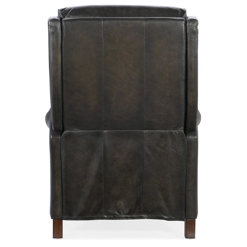 Fauteuil inclinable manuel à dossier inclinable en noyer/cuir marron avec finition en bois foncé - Usage unique