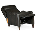 Fauteuil inclinable manuel à dossier inclinable en noyer/cuir marron avec finition en bois foncé - Usage unique