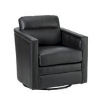 Fauteuil pivotant rétro en cuir véritable avec accoudoirs - Camel / Bleu marine / Chocolat / Turquoise / Marron / Noir / Gris / Sauge / Bordeaux / Beige - Utilisation individuelle