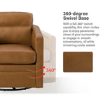 Fauteuil pivotant rétro en cuir véritable avec accoudoirs - Camel / Bleu marine / Chocolat / Turquoise / Marron / Noir / Gris / Sauge / Bordeaux / Beige - Utilisation individuelle