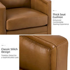 Fauteuil pivotant rétro en cuir véritable avec accoudoirs - Camel / Bleu marine / Chocolat / Turquoise / Marron / Noir / Gris / Sauge / Bordeaux / Beige - Utilisation individuelle