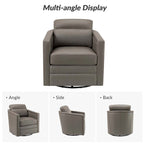 Fauteuil pivotant rétro en cuir véritable avec accoudoirs - Camel / Bleu marine / Chocolat / Turquoise / Marron / Noir / Gris / Sauge / Bordeaux / Beige - Utilisation individuelle
