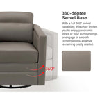 Fauteuil pivotant rétro en cuir véritable avec accoudoirs - Camel / Bleu marine / Chocolat / Turquoise / Marron / Noir / Gris / Sauge / Bordeaux / Beige - Utilisation individuelle