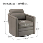 Fauteuil pivotant rétro en cuir véritable avec accoudoirs - Camel / Bleu marine / Chocolat / Turquoise / Marron / Noir / Gris / Sauge / Bordeaux / Beige - Utilisation individuelle