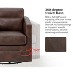 Fauteuil pivotant rétro en cuir véritable avec accoudoirs - Camel / Bleu marine / Chocolat / Turquoise / Marron / Noir / Gris / Sauge / Bordeaux / Beige - Utilisation individuelle
