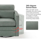 Fauteuil pivotant rétro en cuir véritable avec accoudoirs - Camel / Bleu marine / Chocolat / Turquoise / Marron / Noir / Gris / Sauge / Bordeaux / Beige - Utilisation individuelle