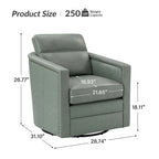 Fauteuil pivotant rétro en cuir véritable avec accoudoirs - Camel / Bleu marine / Chocolat / Turquoise / Marron / Noir / Gris / Sauge / Bordeaux / Beige - Utilisation individuelle