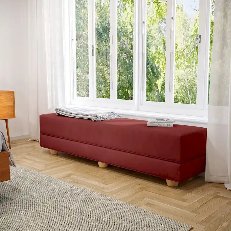 Banc convertible et lit jumeau en micro-velours Pinot / Camel / Café / Glace / Ivoire / Pâte de Beurre / Indigo - Usage unique
