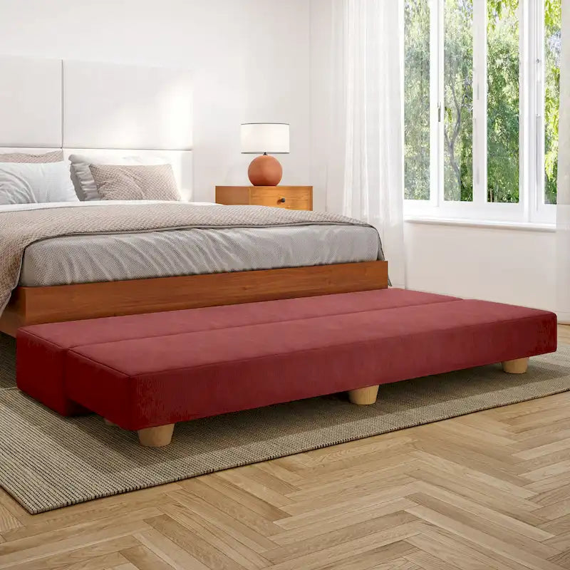 Banc convertible et lit jumeau en micro-velours Pinot / Camel / Café / Glace / Ivoire / Pâte de Beurre / Indigo - Usage unique
