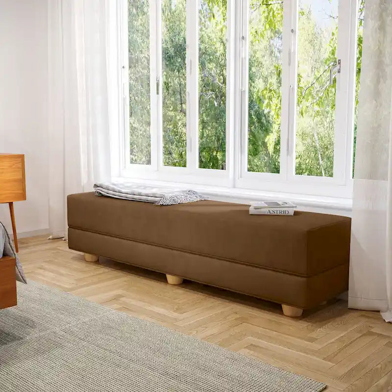 Banc convertible et lit jumeau en micro-velours Pinot / Camel / Café / Glace / Ivoire / Pâte de Beurre / Indigo - Usage unique
