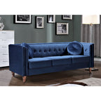 Canapé Chesterfield Mi-Century en Velours Froissé Bleu Profond / Rose / Ivoire / Vert / Noir / Gris - 3 Places