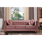 Canapé Chesterfield Mi-Century en Velours Froissé Bleu Profond / Rose / Ivoire / Vert / Noir / Gris - 3 Places