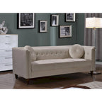 Canapé Chesterfield Mi-Century en Velours Froissé Bleu Profond / Rose / Ivoire / Vert / Noir / Gris - 3 Places