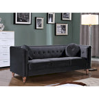 Canapé Chesterfield Mi-Century en Velours Froissé Bleu Profond / Rose / Ivoire / Vert / Noir / Gris - 3 Places