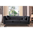 Canapé Chesterfield Mi-Century en Velours Froissé Bleu Profond / Rose / Ivoire / Vert / Noir / Gris - 3 Places