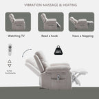 Fauteuil inclinable électrique en velours beige/bleu/gris clair/camel/gris foncé avec fonctions chauffante et massage - Usage unique