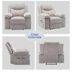 Fauteuil inclinable électrique en velours beige/bleu/gris clair/camel/gris foncé avec fonctions chauffante et massage - Usage unique