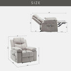 Fauteuil inclinable électrique en velours beige/bleu/gris clair/camel/gris foncé avec fonctions chauffante et massage - Usage unique