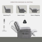 Fauteuil inclinable électrique en velours beige/bleu/gris clair/camel/gris foncé avec fonctions chauffante et massage - Usage unique