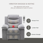 Fauteuil inclinable électrique en velours beige/bleu/gris clair/camel/gris foncé avec fonctions chauffante et massage - Usage unique