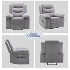 Fauteuil inclinable électrique en velours beige/bleu/gris clair/camel/gris foncé avec fonctions chauffante et massage - Usage unique