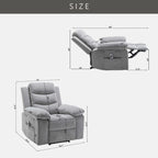 Fauteuil inclinable électrique en velours beige/bleu/gris clair/camel/gris foncé avec fonctions chauffante et massage - Usage unique