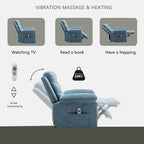 Fauteuil inclinable électrique en velours beige/bleu/gris clair/camel/gris foncé avec fonctions chauffante et massage - Usage unique